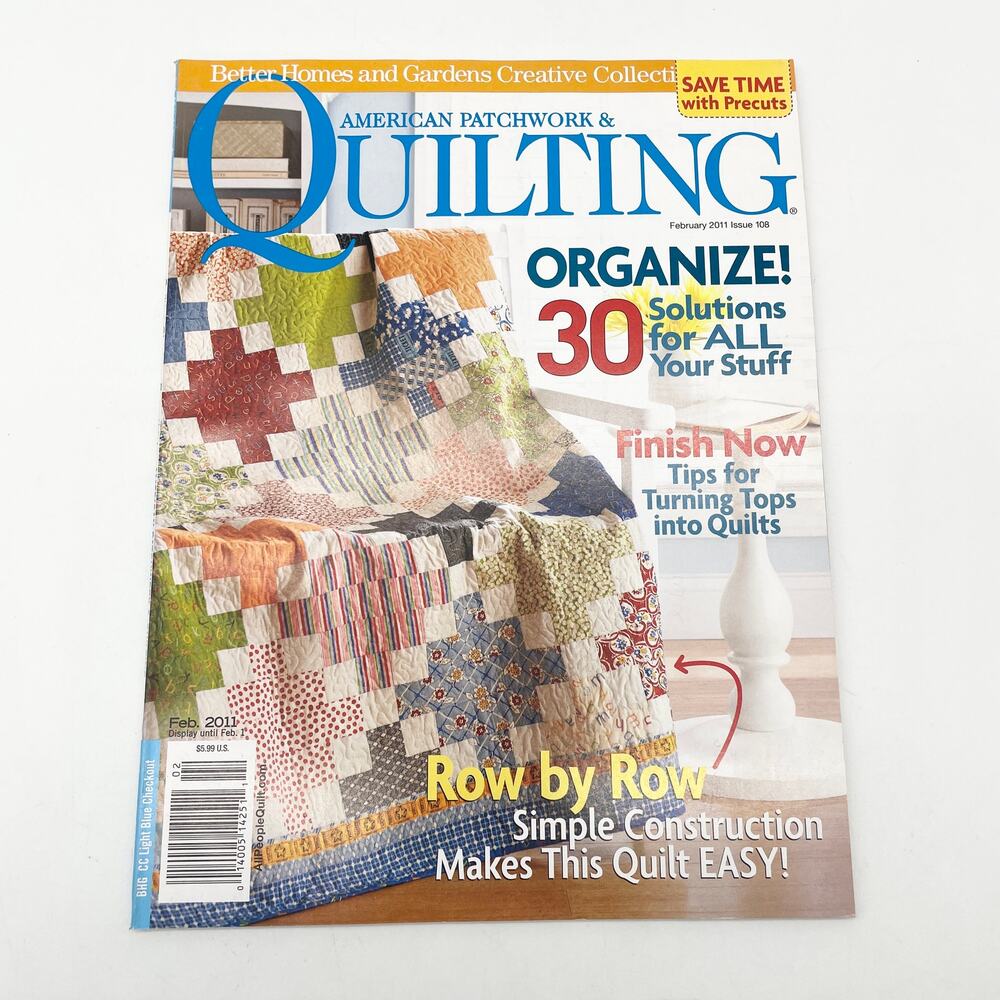 American Patchwork Quilting Magazine Feb 2011 Issue 108 Row By Row Precuts Tips‎